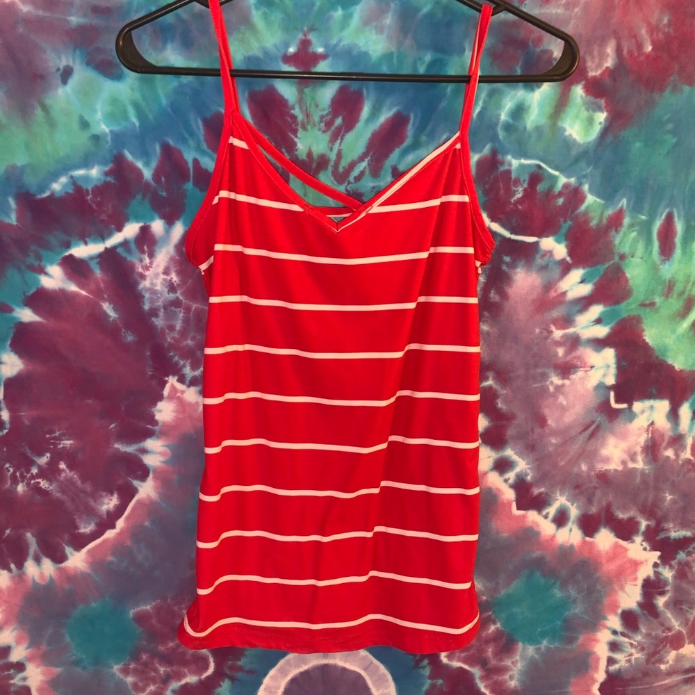 Medium Rue21 White and Red Striped Tanktop
